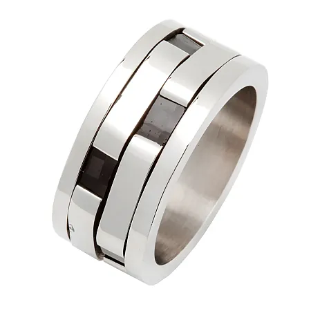 TRIBUTE, Ανδρικό δαχτυλίδι από ανοξείδωτο ατσάλι με ανθρακόνημα