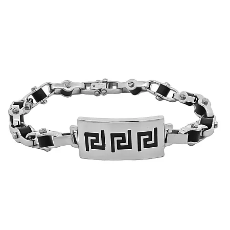 Aνδρικό βραχιόλι από ανοξείδωτο ατσάλι με γκρέκα, 22 εκατοστά,TRIBUTE,0230273101