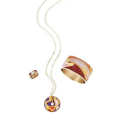 silverline, γυναικείο σετ από ανοξείδωτο, επιχρυσωμένο ατσάλι & σμάλτο