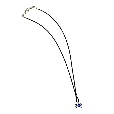 woofie, ασημένιο παιδικό κολιέ για αγόρια, επιπλατινωμένο, χωρίς νικέλιο, με μαύρο ή κόκκινο μπλε βαμβακερό κορδόνι που αυξομειώνεται και μηχανή με σμάλτο