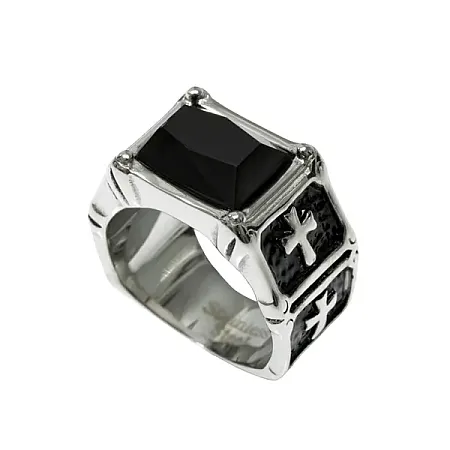 silverline, Γυναικείο Δαχτυλίδι από Ανοξείδωτο Ατσάλι & Μαύρο Όνυχα