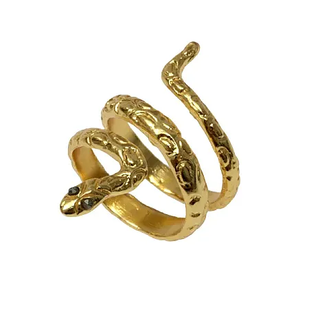 silverline, Ασημένιο Γυναικείο Δαχτυλίδι με επιχρυσωμένο φίδι