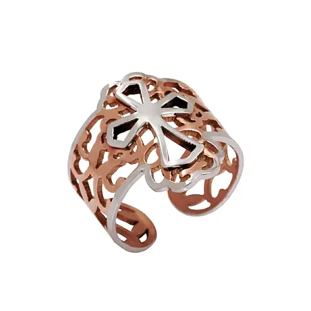 silverline, Γυναικείο Δαχτυλίδι από Ανοξείδωτο Ατσάλι & σταυρό