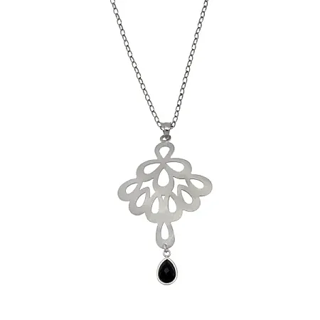 silverline, Γυναικείο Κολιέ μακρύ 80 εκατοστών από Ανοξείδωτο Ατσάλι με Μαύρο Όνυχα