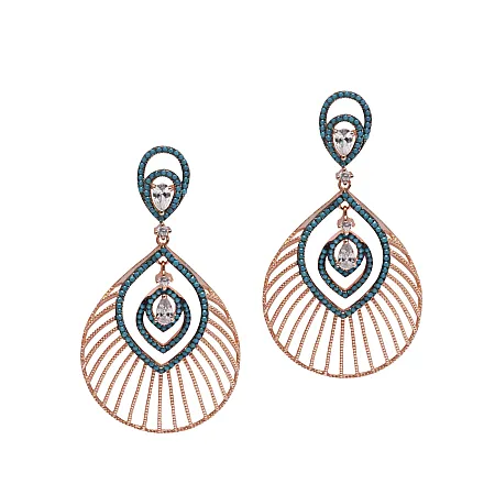 silverline, Ασημένιο Γυναικεία Σκουλαρίκια με νάνο τυρκουάζ και ζιργκόν