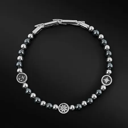 TRIBUTE, αντρικό βραχιόλι από ανοξείδωτο ατσάλι με άγκυρα, τιμόνι πλοίου, πυξίδα &, μαύρο επιπλατίνωμα, free size