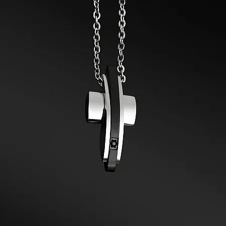 TRIBUTE, αντρικός, σταυρός, από, ανοξείδωτο, ατσάλι με σταυρό, μαύρο, επιπλατίνωμα,