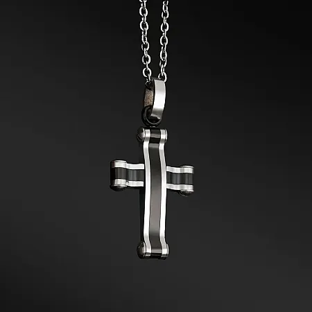 TRIBUTE, ανδρικό, κολιέ, από, ανοξείδωτο, ατσάλι, μαύρο, επιπλατίνωμα,