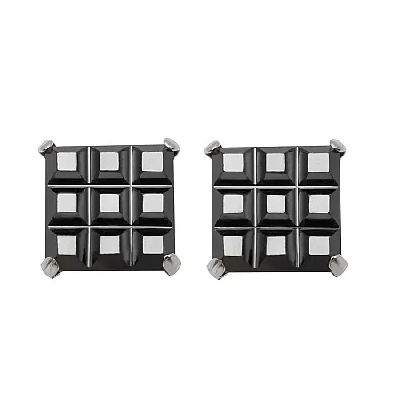 silverline,unisex, ασημένια σκουλαρίκια καρφωτά μονόπετρα με τετράγωνο ζιργκόν 8Χ8 χιλιοστών