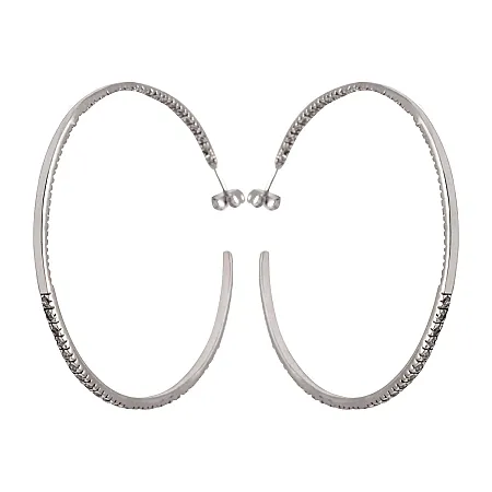 Ασημένια σκουλαρίκια κρίκοι με ζιργκόν