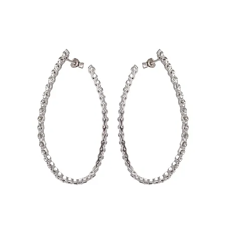 silverline, γυναικεία, ασημένια, σκουλαρίκια κρίκοι με ζιργκόν