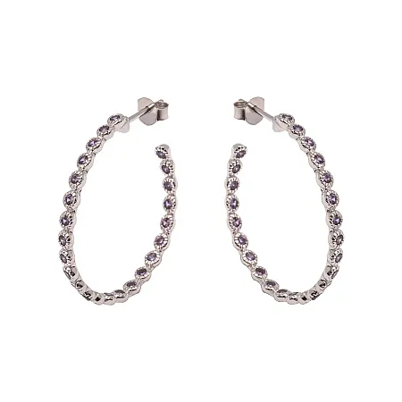silverline, γυναικεία, ασημένια, σκουλαρίκια κρίκοι με ζιργκόν