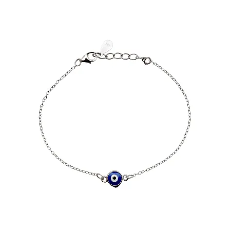 Ασημένιο ,παιδικό ,βραχιόλι ,woofie, με λευκό επιπλατίνωμα, σμάλτο & "μάτι βασκανίας"- 0230431701