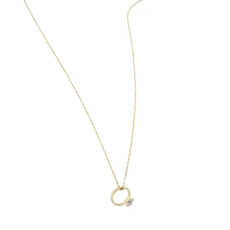 Ασημένιο, γυναικείο, κολιέ, silverline, 80cm, επιχρυσωμένο ή επιπλατινωμένο, με ζιργκόν και μικρό μονόπετρο δαχτυλίδι κρεμαστό.