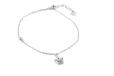 silverline, ασημένιο, γυναικείο βραχιόλι με κορώνα,ζιργκόν, άσπρο επιπλατίνωμα ή κίτρινο επιχρύσωμα.