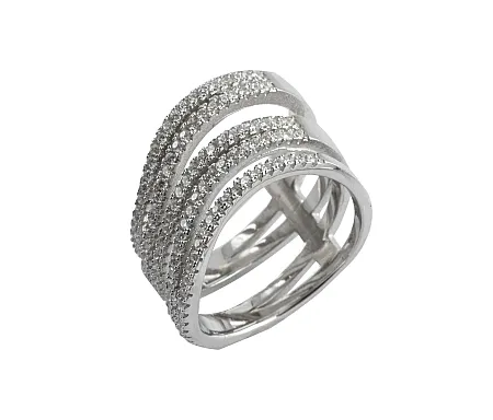 silverline, ασημένιο, γυναικείο δαχτυλίδι με άσπρο επιπλατίνωμα και λευκά ζιργόν, χωρίς νικέλιο