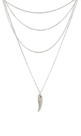 silverline, ασημένιο, γυναικείο κολιέ 82 εκατοστών με λευκό ζιργκόν, φτερό & άσπρο επιπλατίνωμα