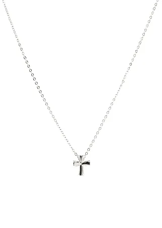 silverline, ασημένιο, γυναικείο κολιέ με σταυρό & άσπρο επιπλατίνωμα χωρίς νικέλιο
