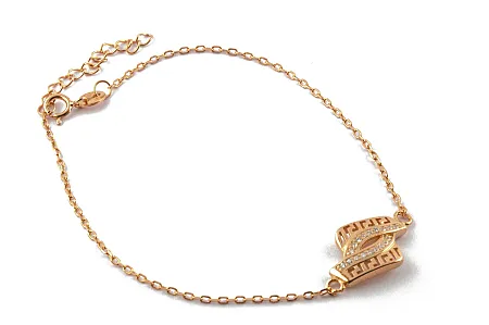 silverline, ασημένιο, γυναικείο, βραχιόλι, με ζιργκόν, γκρέκα και ροζ επιχρύσωμα