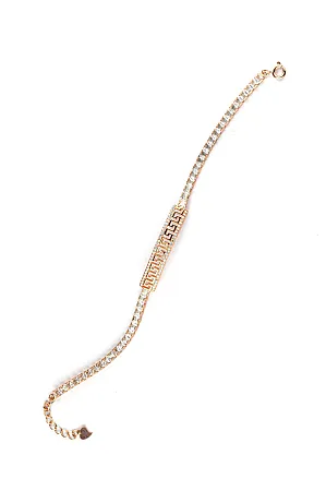 silverline, ασημένιο, γυναικείο, βραχιόλι, με ζιργκόν, γκρέκα και ροζ επιχρύσωμα