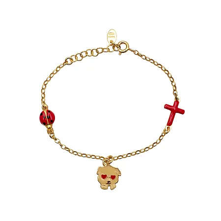 Woofie, ασημένιο, παιδικό, βραχιόλι, με σμάλτο & κίτρινο επιχρύσωμα