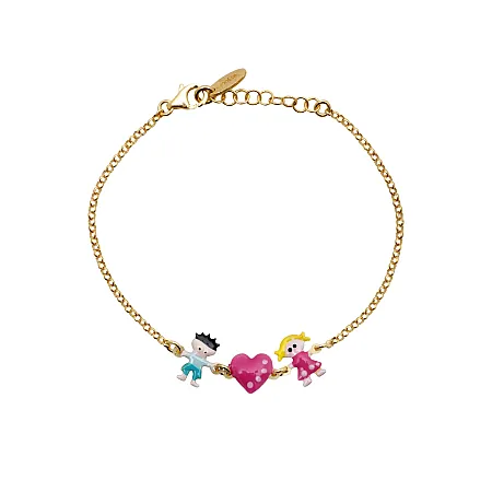 Woofie, ασημένιο, παιδικό, βραχιόλι, με σμάλτο, αγοράκι, κοριτσάκι, καρδιά, κίτρινο επιχρύσωμα ή λευκό επιπλατίνωμα