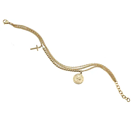 silverline, γυναικείο ,βραχιόλι ,από ,ανοξείδωτο, ατσάλι, επίχρυσο