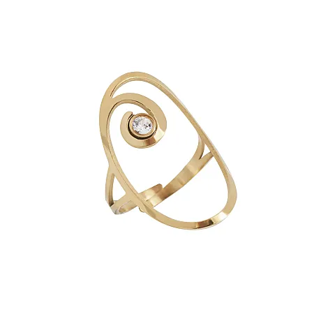 silverline,γυναικείο, δαχτυλίδι,,από ,ανοξείδωτο, ατσάλι, επίχρυσο με λευκό, ζιργκόν