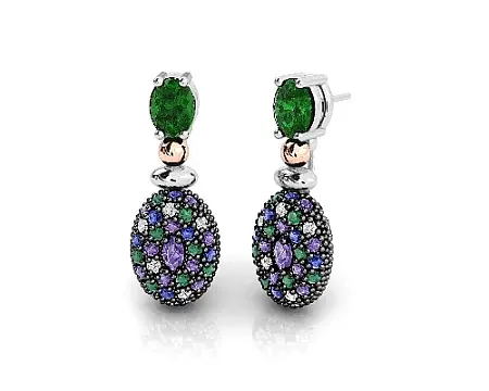 silverline,ασημένια, γυναικεία, σκουλαρίκια με φύλλο, Κ18, χρυσού, ζιργκόν, μαύρο και άσπρο, επιπλατίνωμα, χωρίς, νικέλιο,