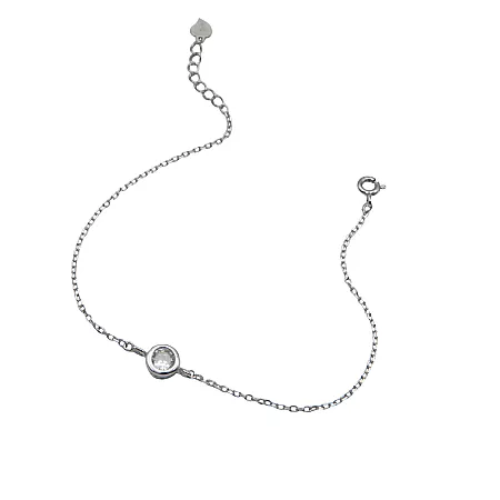 silverline, ασημένιο, γυναικείο, βραχιόλι με ζιργκόν, άσπρο, επιπλατίνωμα, 18+2cmExt.Chain,