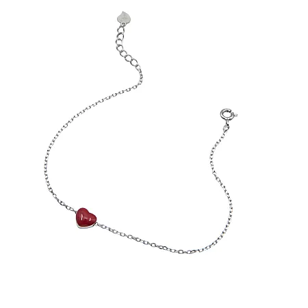 Woofie, ασημένιο, παιδικό, βραχιόλι, για, κορίτσια,με, καρδιά, άσπρο, επιπλατίνωμα, 16+2cmExt.Chain,