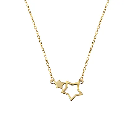 silverline, ασημένιο, γυναικείο, κολιέ με αστέρια, κίτρινο, επιχρύσωμα, 41+7cmExt.Chain,