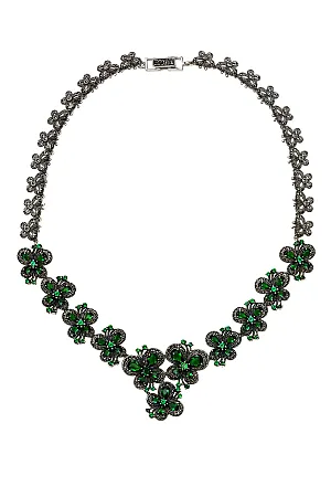 silverline,ασημένιο, γυναικείο, κολιέ, οξειδωμένο με μαρκασίτη, πράσινα, ζιργκόν,