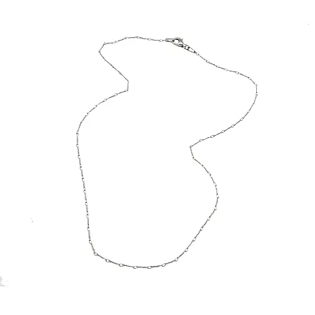 TRIBUTE, 925, ασημένια, καδένα, unisex, 40cm, "GOMITOLO", 0,8mm με άσπρο, επιπλατίνωμα, χωρίς, νικέλιο,