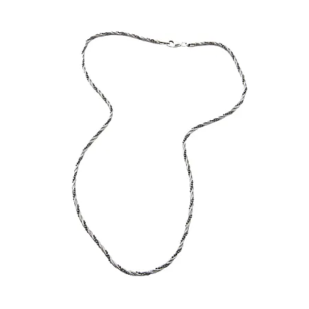 silverline, 925, ασημένιο, γυναικείο, κολιέ, 42cm, διπλή, αλυσίδα, "BRAIDED", 2mm με δίχρωμο, επιπλατίνωμα, ασπρόμαυρο,