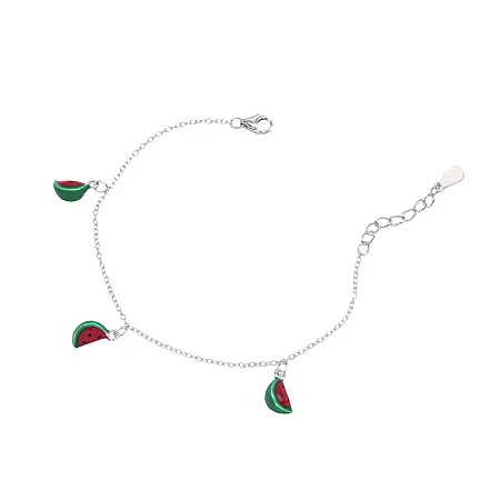 Woofie, ασημένιο, παιδικό, βραχιόλι, για, κορίτσια με καρπούζια &, άσπρο, επιπλατίνωμα,