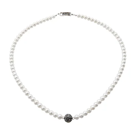 silverline, ασημένιο, γυναικείο, κολιέ με πέρλες, μαρκασίτη, άσπρο, επιπλατίνωμα,