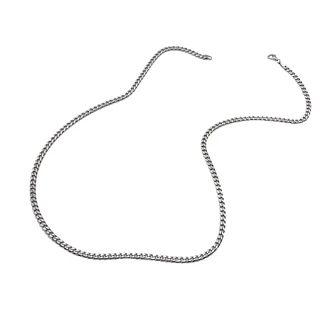 TRIBUTE, 925, ασημένια, καδένα, unisex, 45cm, διαμανταρισμένη, "GROUMETTA", 1mm λεπτή με άσπρο, επιπλατίνωμα, χωρίς, νικέλιο,