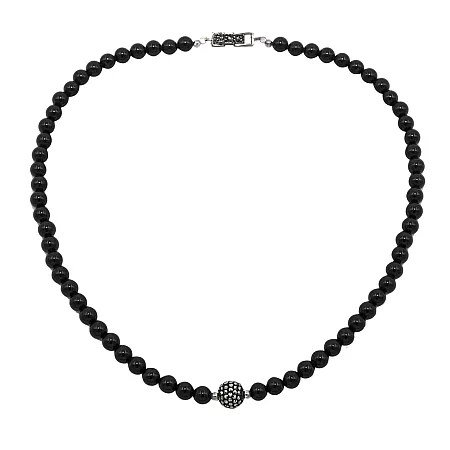 silverline, ασημένιο, γυναικείο, κολιέ με μαύρο, όνυχα, ορυκτές, πέτρες, μαρκασίτη