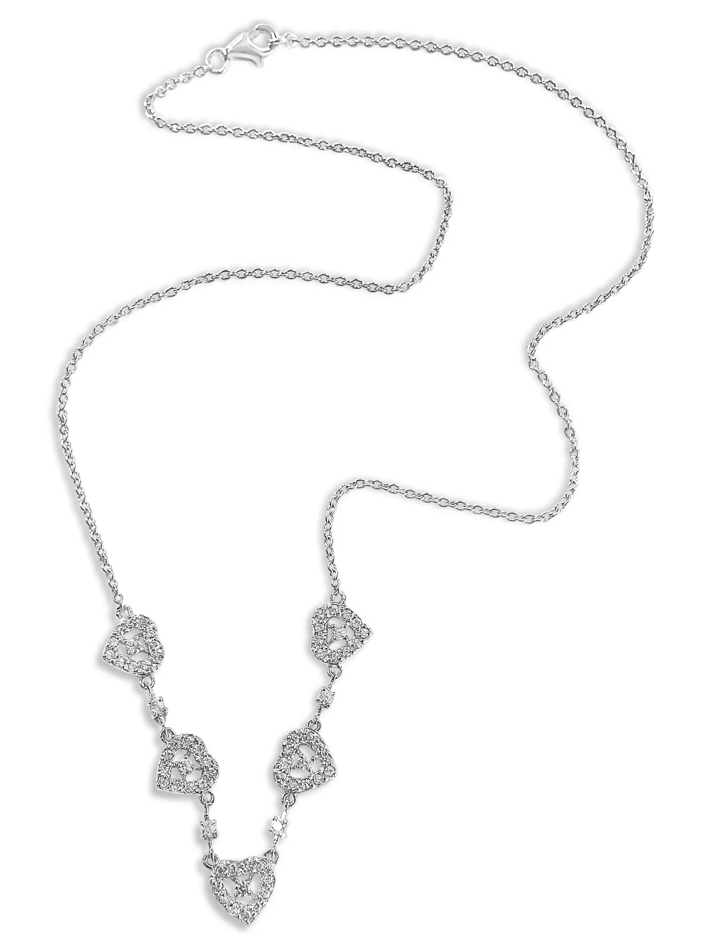 Σετ,  γυναικείο,  925 ασήμι, , κολιέ(44 εκατοστά), σκουλαρίκια & βραχιόλι(19,3 εκατοστά), με καρδιές, ζιργκόν &  άσπρο, επιπλατίνωμα, silverline, 1630020001,
