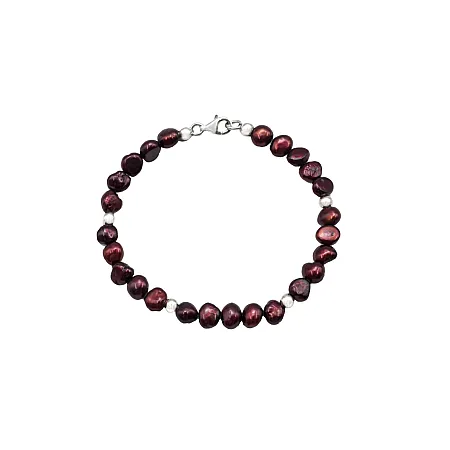 silverline, ασημένιο, γυναικείο, βραχιόλι με μαργαριτάρια, άσπρο, επιπλατίνωμα,