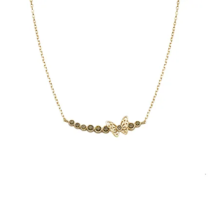 silverline, ασημένιο, γυναικείο, κολιέ με πεταλούδα, ζιργκόν, κίτρινο, επιχρύσωμα,