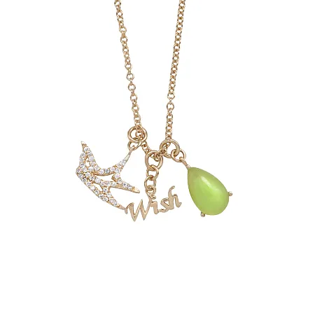 silverline, ασημένιο, γυναικείο, κολιέ με αβεντουρίνη, ζιργκόν, κίτρινο, επιχρύσωμα,