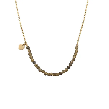 silverline, ασημένιο, γυναικείο, κολιέ με λαμπραντορίτη, καρδιά, κίτρινο, επιχρύσωμα,