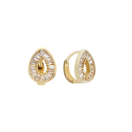 silverline, ασημένια, γυναικεία, σκουλαρίκια με ζιρκόν, κίτρινο, επιχρύσωμα,