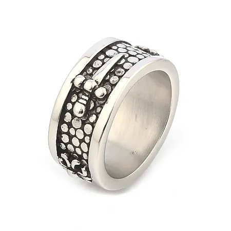 Δαχτυλίδι ανδρικό με σπαθί από ανοξείδωτο ατσάλι, οξειδωμένο, TRIBUTE,0430693401