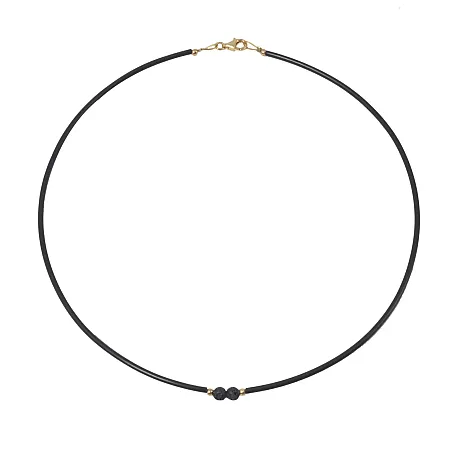 silverline, ασημένιο, κολιέ με λάβα, καουτσούκ & κίτρινο επιχρύσωμα, 40εκατοστά