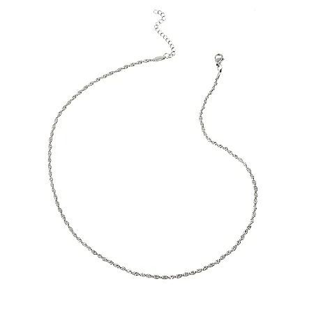 Αλυσίδα στριφτή, κολιέ από ανοξείδωτο ατσάλι, καδένα unisex, 44+5cm,silverline