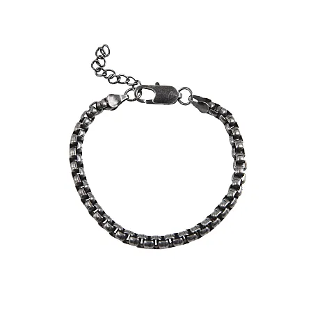 TRIBUTE, Unisex, Βραχιόλι από ανοξείδωτο ατσάλι με οξειδωμένη αντικέ καδένα, 20εκατοστά+2 εκατοστά αλυσίδα προέκτασης