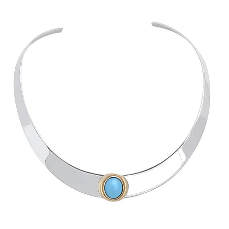 silverline, γυναικείο, ασημόχρυσο, κολιέ, λαιμαριά με 925, ασήμι, Κ14, χρυσό και τιρκουάζ, επιπλατινωμένο,